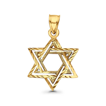 Real 14K Yellow Gold Star of David Charm Pendant 1.2grams 19mmX18mm